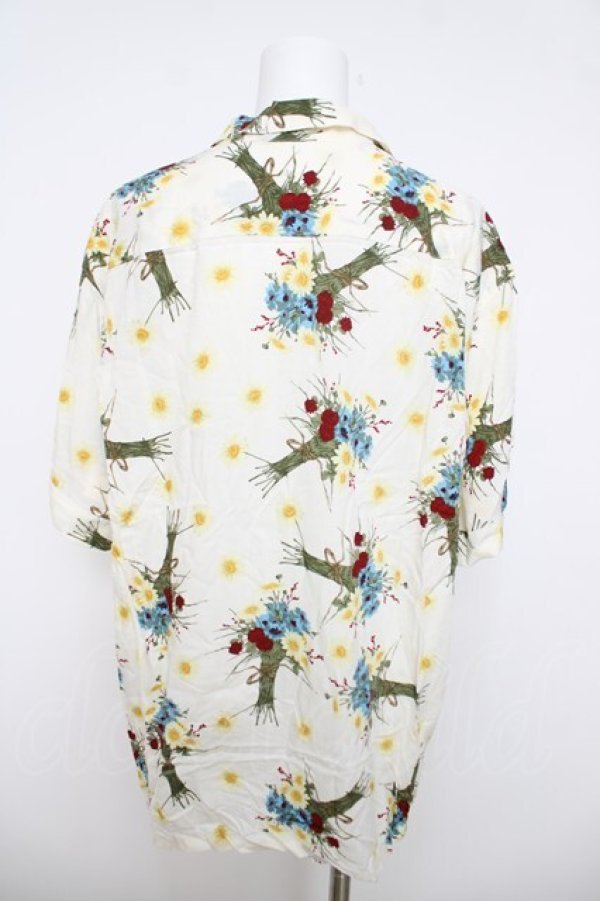 画像2: PINK HOUSE / ブーケ柄半袖シャツ F オフ白 Y-26-04-01-099-LO-BL-SZ-ZY (2)