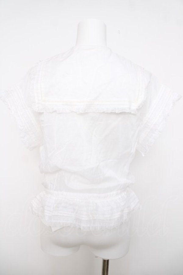 画像2: INGEBORG / リボン付きセーラーブラウス F 白 Y-26-04-01-102-LO-BL-SZ-ZY (2)