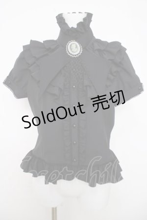 画像: MARBLE / ゴシック調タイ付き総フリルパフスリーブブラウス  ブラック Y-26-04-01-107-GO-BL-SZ-ZY