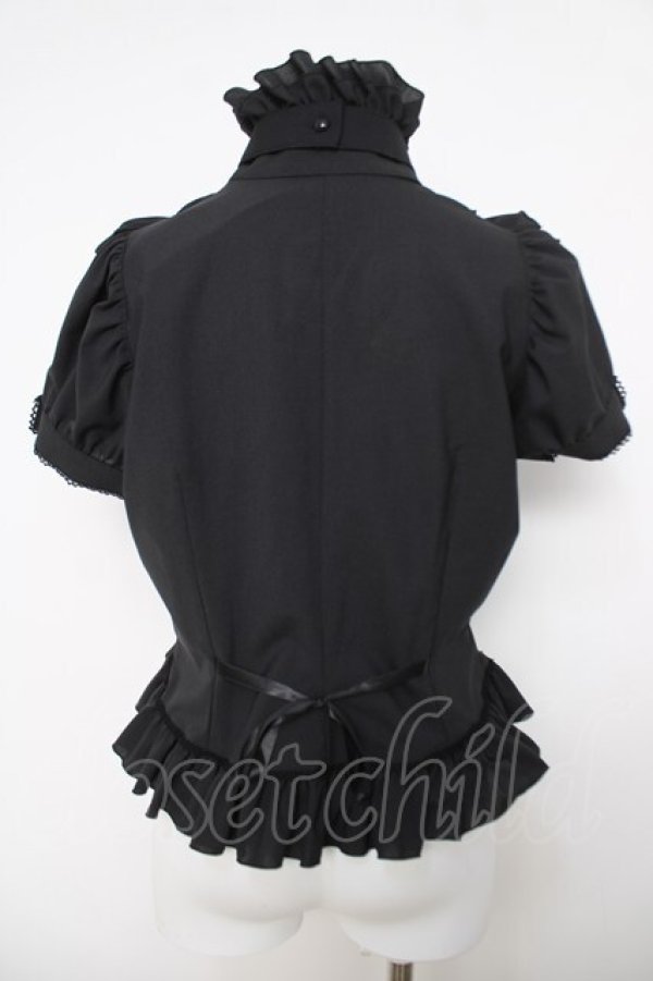 画像2: MARBLE / ゴシック調タイ付き総フリルパフスリーブブラウス  ブラック Y-26-04-01-107-GO-BL-SZ-ZY (2)