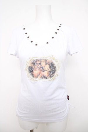 画像: Ozz On / 絵画プリントギャザートップス  白 Y-26-04-01-108-OO-TO-SZ-ZY