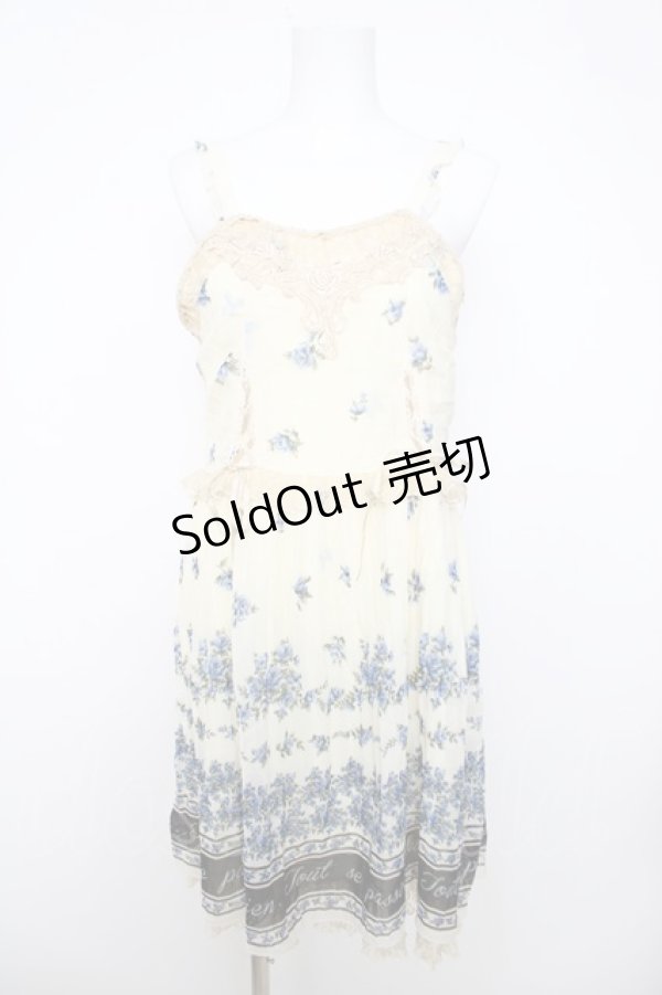 画像1: axes femme / ローズメッセージパネル柄ワンピース  生成り Y-26-04-01-113-AX-OP-SZ-ZY (1)