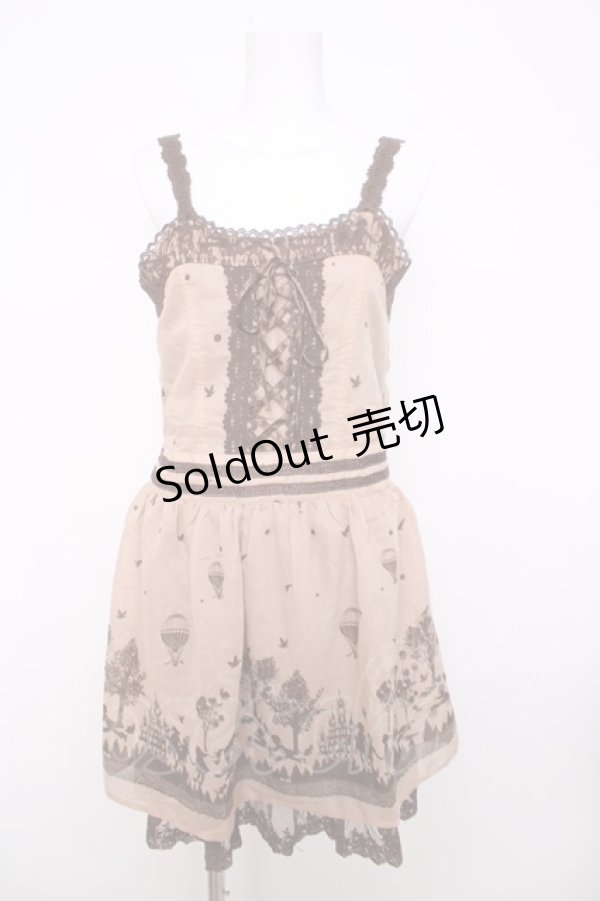 画像1: axes femme / シルエット柄キャミソールワンピース  ベージュ Y-26-04-01-114-AX-OP-SZ-ZY (1)