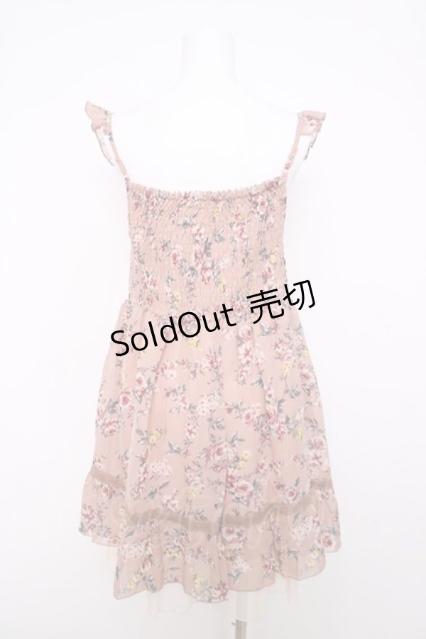 画像2: axes femme / ブーケ花柄タック編み上げOP  ピンク Y-26-04-01-117-AX-OP-SZ-ZY (2)