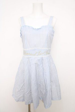 画像: axes femme POETIQUE / ストライプジャンパースカート  サックス Y-26-04-01-118-AX-OP-SZ-ZY