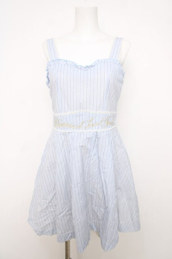 画像1: axes femme POETIQUE / ストライプジャンパースカート  サックス Y-26-04-01-118-AX-OP-SZ-ZY (1)