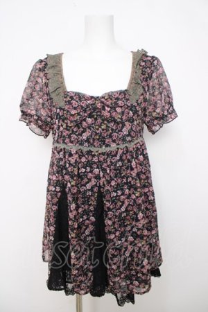 画像: axes femme / ラメドット花柄チュニック M 黒 Y-26-04-01-125-AX-OP-SZ-ZY