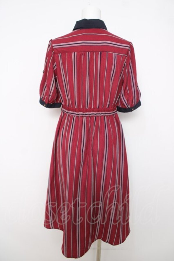 画像2: axes femme / マルチストライプ半袖ワンピ  赤 Y-26-04-01-126-AX-OP-SZ-ZY (2)
