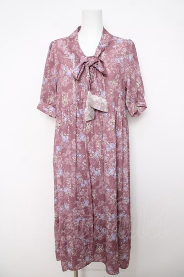 画像1: axes femme / ローズレース柄ボータイワンピース F ピンク Y-26-04-01-127-AX-OP-SZ-ZY (1)