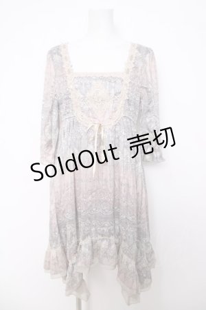 画像: axes femme / 総柄チュニック  グレー Y-26-04-01-128-AX-OP-SZ-ZY