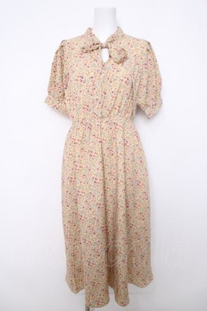 画像: axes femme POETIQUE / 半袖リボンタイ花柄ワンピース M イエロー Y-26-04-01-131-AX-OP-SZ-ZY