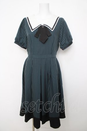 画像: axes femme / タイ付き×セーラー襟ワンピース F グリーン Y-26-04-01-133-AX-OP-SZ-ZY