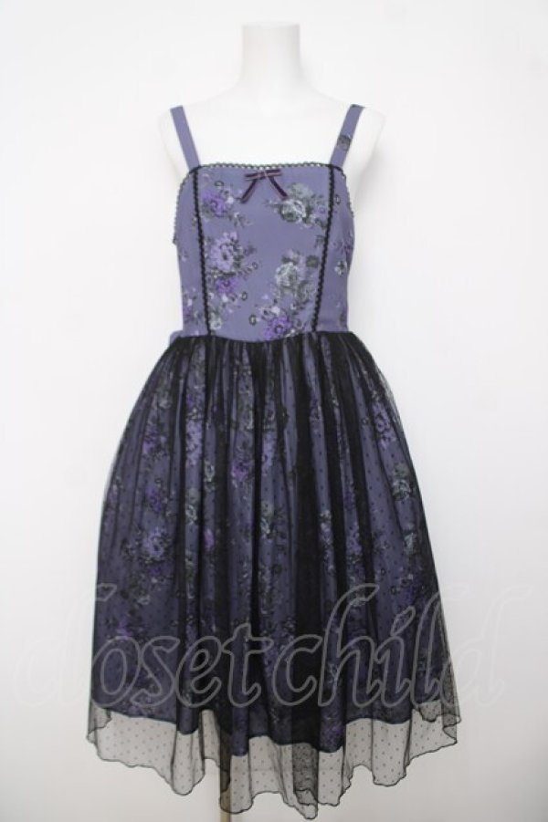 画像1: axes femme kawaii / クラシックブーケ柄ジャンスカ  パープル Y-26-04-01-144-AX-OP-SZ-ZY (1)