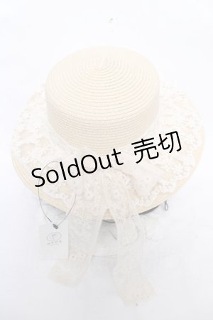 画像: axes femme / レースフリルリボンカンカン帽  生成り Y-26-04-01-026-AX-AC-SZ-ZY