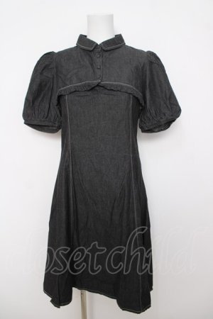 画像: Fi.n.t / パフスリーブデニムレイヤードワンピース F 黒 Y-26-04-01-155-CA-OP-SZ-ZY