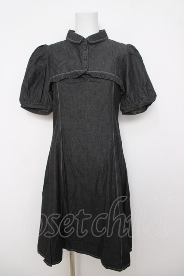 画像1: Fi.n.t / パフスリーブデニムレイヤードワンピース F 黒 Y-26-04-01-155-CA-OP-SZ-ZY (1)