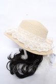 画像3: axes femme / レースフリルリボンカンカン帽  生成り Y-26-04-01-026-AX-AC-SZ-ZY (3)