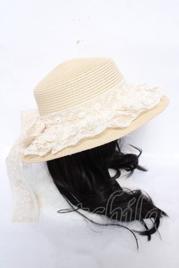 画像4: axes femme / レースフリルリボンカンカン帽  生成り Y-26-04-01-026-AX-AC-SZ-ZY (4)