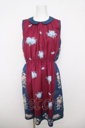 画像: an another angelus / スカーフリメイク風ワンピース F ネイビー×ワイン Y-26-04-01-165-CA-OP-SZ-ZY