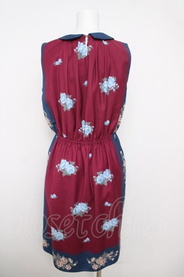 画像2: an another angelus / スカーフリメイク風ワンピース F ネイビー×ワイン Y-26-04-01-165-CA-OP-SZ-ZY (2)