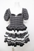 画像1: lilLilly / Starryバイカラーフリルドレス F 黒チェック Y-26-04-01-169-LO-OP-SZ-ZY (1)