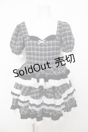 画像: lilLilly / Starryバイカラーフリルドレス F 黒チェック Y-26-04-01-169-LO-OP-SZ-ZY