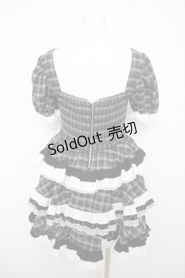 画像2: lilLilly / Starryバイカラーフリルドレス F 黒チェック Y-26-04-01-169-LO-OP-SZ-ZY (2)