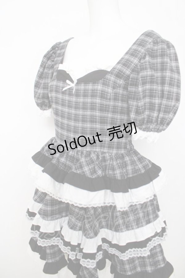 画像3: lilLilly / Starryバイカラーフリルドレス F 黒チェック Y-26-04-01-169-LO-OP-SZ-ZY (3)