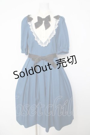 画像: Innocent World / スタンドカラートリプルリボンワンピース  ブルー Y-26-04-01-175-IW-OP-AS-ZY