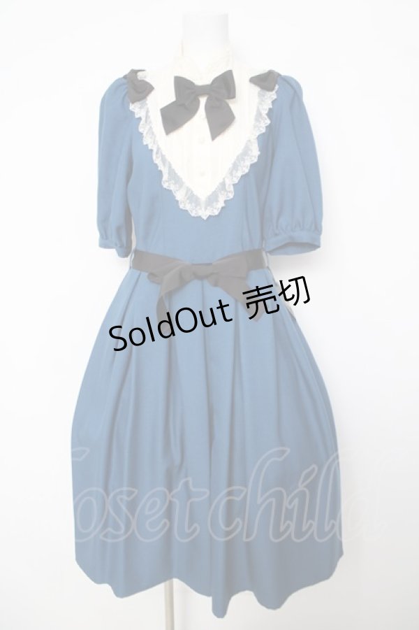 画像1: Innocent World / スタンドカラートリプルリボンワンピース  ブルー Y-26-04-01-175-IW-OP-AS-ZY (1)