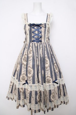 画像: metamorphose / アンティークブーケミディアムジャンパースカート  ブルー Y-26-04-01-177-ME-OP-AS-ZY