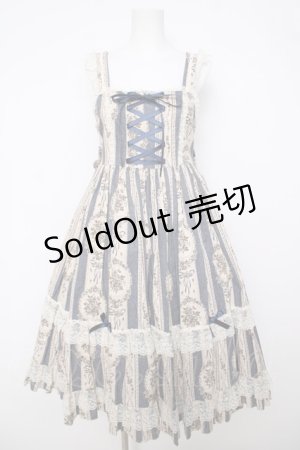 画像: metamorphose / アンティークブーケミディアムジャンパースカート  ブルー Y-26-04-01-177-ME-OP-AS-ZY