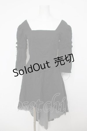 画像: Na+H / ダメージガーゼワンピース  黒 Y-26-04-01-182-PU-OP-SZ-ZY