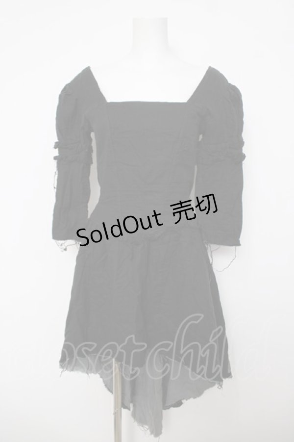 画像1: Na+H / ダメージガーゼワンピース  黒 Y-26-04-01-182-PU-OP-SZ-ZY (1)