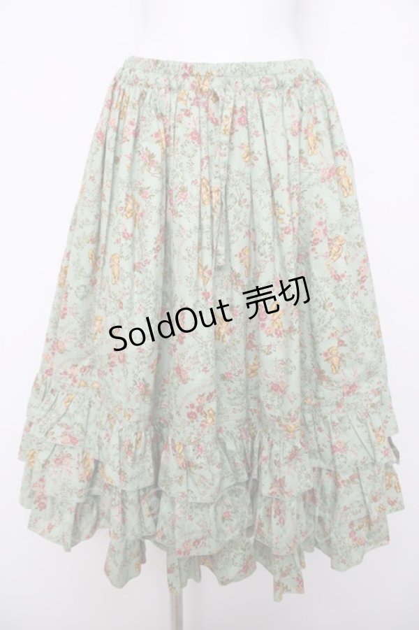 画像1: metamorphose / ガーデニングくまちゃん ミディアムフリルスカート  グリーン Y-26-04-01-185-ME-SK-SZ-ZY (1)