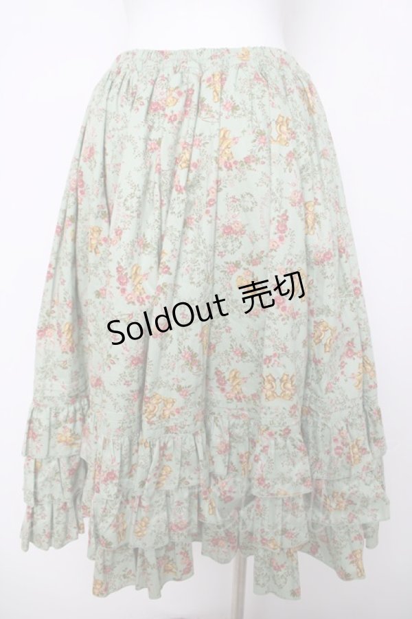 画像2: metamorphose / ガーデニングくまちゃん ミディアムフリルスカート  グリーン Y-26-04-01-185-ME-SK-SZ-ZY (2)