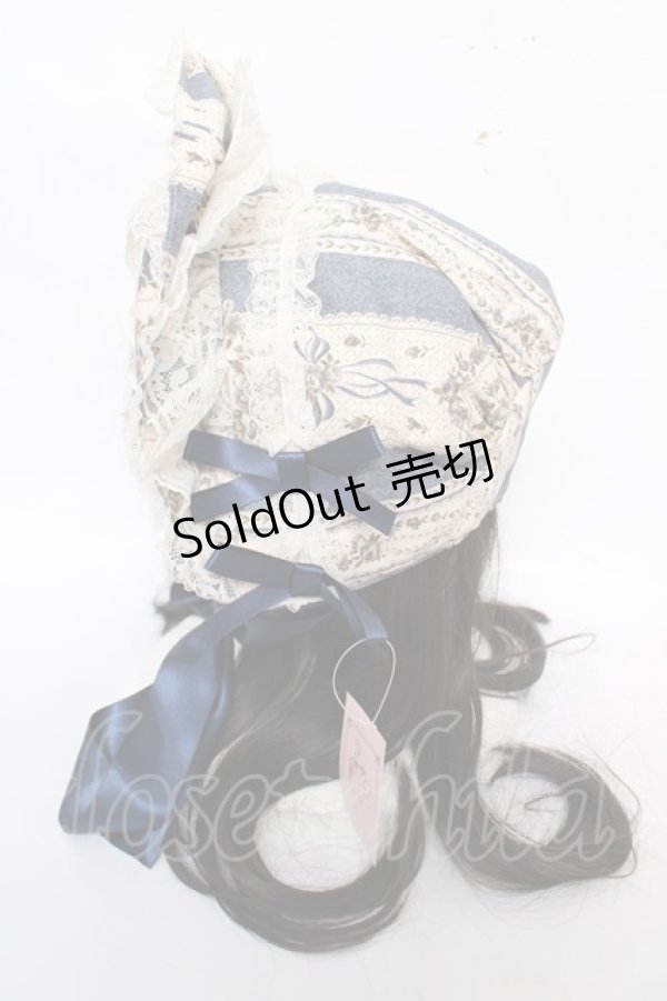 画像2: metamorphose / アンティークブーケボンネット  ブルー Y-26-04-01-029-ME-AC-AS-ZY (2)
