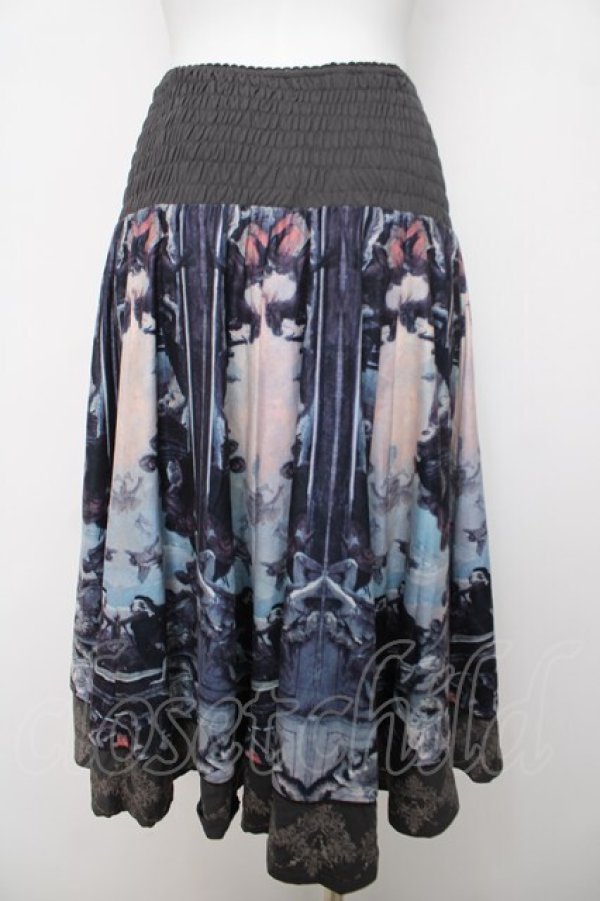 画像2: OZZ ANGELO / 絵画プリントスカート  チャコール Y-26-04-01-191-OO-SK-SZ-ZY (2)