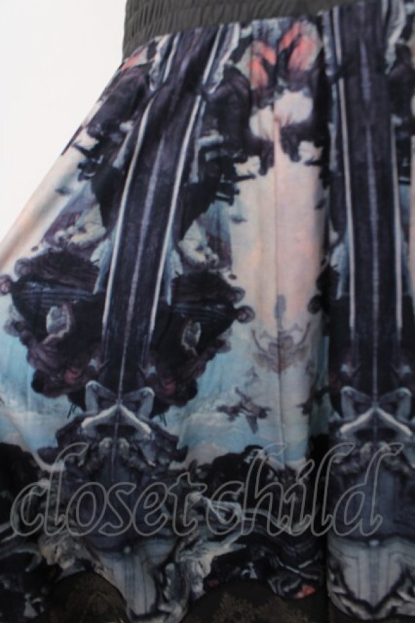 画像3: OZZ ANGELO / 絵画プリントスカート  チャコール Y-26-04-01-191-OO-SK-SZ-ZY (3)