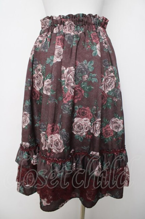 画像2: axes femme / 20th/ローズ柄スカート F ワイン Y-26-04-01-192-AX-SK-SZ-ZY (2)