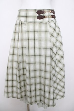 画像: axes femme / ビッグチェックミディスカート  グリーン Y-26-04-01-194-AX-SK-SZ-ZY