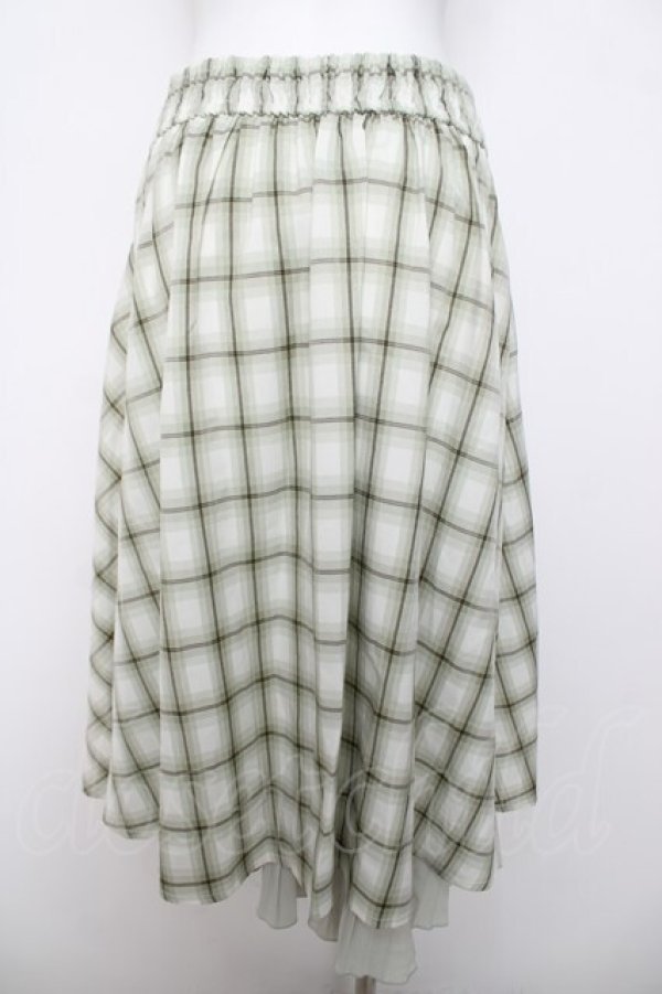 画像2: axes femme / ビッグチェックミディスカート  グリーン Y-26-04-01-194-AX-SK-SZ-ZY (2)