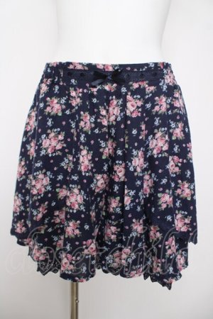 画像: axes femme / 小花柄フレアキュロット M 紺 Y-26-04-01-196-AX-PA-SZ-ZY