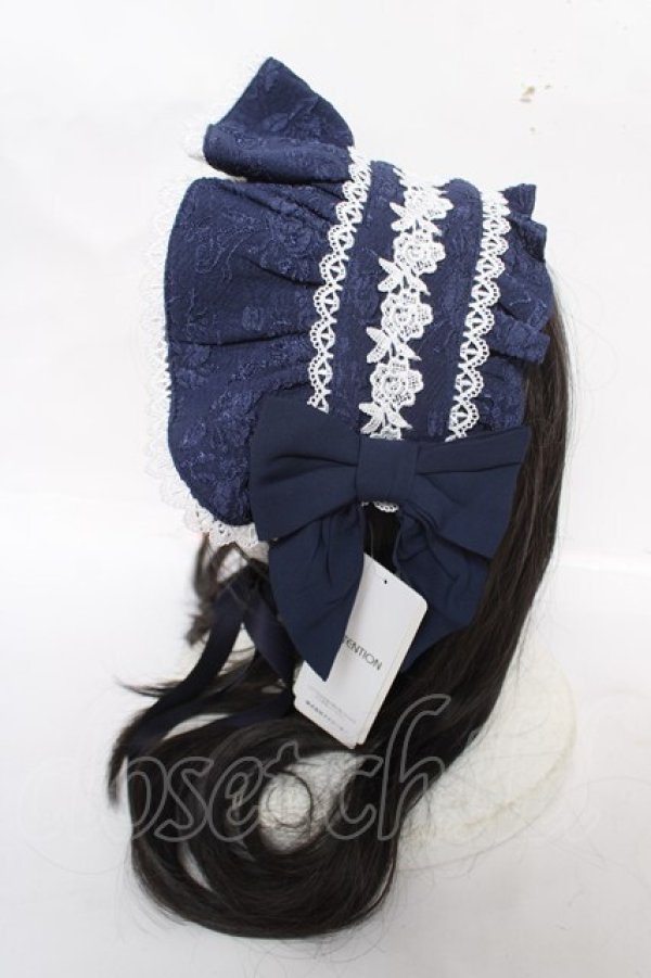 画像2: axes femme kawaii / メアリーハーフボンネット  ネイビー Y-26-04-01-030-AX-AC-SZ-ZY (2)