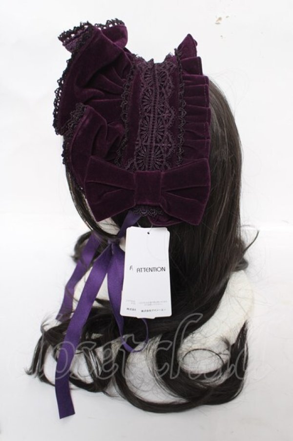 画像2: axes femme kawaii / ベルベットドールハーフボンネット  パープル Y-26-04-01-033-AX-AC-SZ-ZY (2)