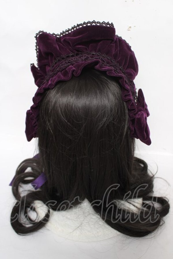 画像3: axes femme kawaii / ベルベットドールハーフボンネット  パープル Y-26-04-01-033-AX-AC-SZ-ZY (3)