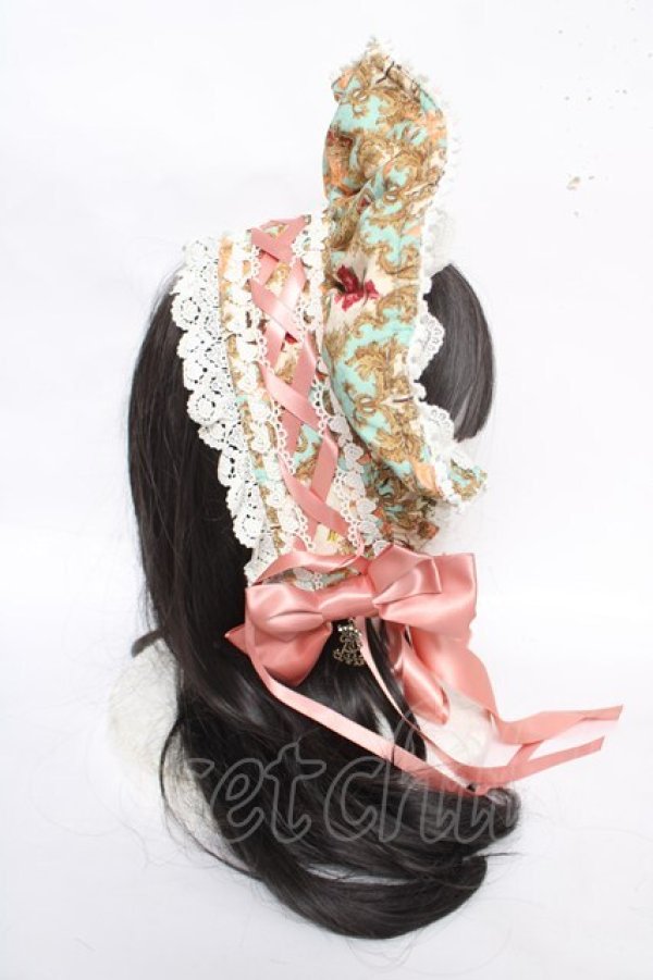 画像4: ALICE and the PIRATES / 追憶のオーナメントローズ柄ボンネット  ミント Y-26-04-01-034-PA-AC-AS-ZY (4)