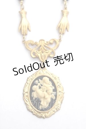 画像: fuwari / 天使カメオのネックレス  ブラック Y-26-04-03-001-GO-AC-SZ-ZY