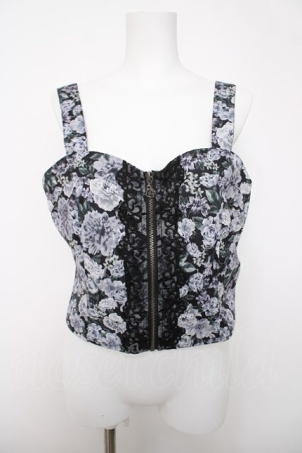 画像1: axes femme / フルールPTジップ付ビスチェ  黒 Y-26-04-03-049-AX-TO-SZ-ZY (1)