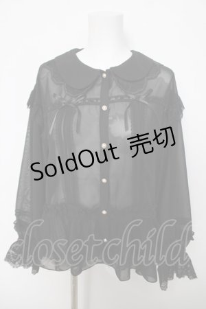 画像: axes femme / ブルゾン風フリルシアブラウス F 黒 Y-26-04-03-055-AX-BL-SZ-ZY